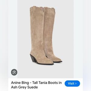 Anine Bing Tan Knee-high Boots with Suede Material and Moderate Heel